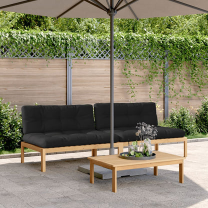 vidaXL Garten-Mittelsofas aus Paletten 2 Stk. mit Kissen Akazienholz