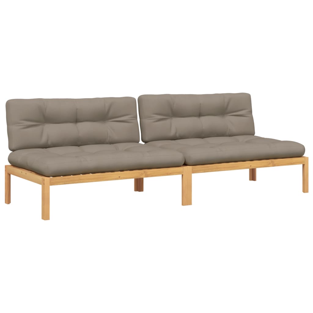 vidaXL Garten-Mittelsofas aus Paletten 2 Stk. mit Kissen Akazienholz