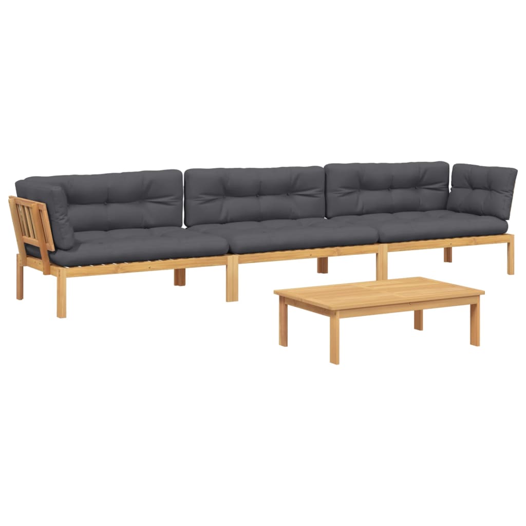 vidaXL 4-tlg. Garten-Sofagarnitur aus Paletten mit Kissen Akazienholz