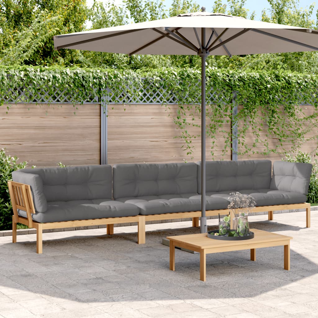 vidaXL 4-tlg. Garten-Sofagarnitur aus Paletten mit Kissen Akazienholz