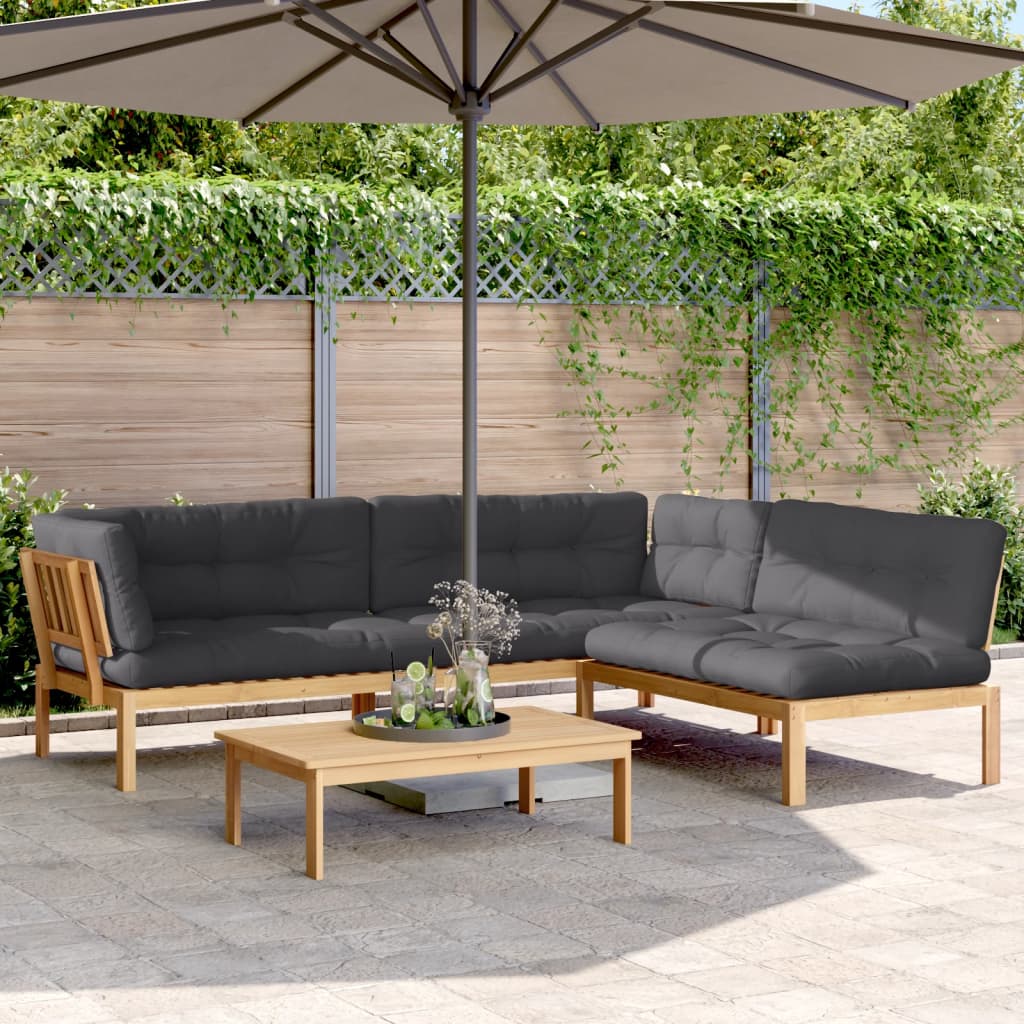 vidaXL 4-tlg. Garten-Sofagarnitur aus Paletten mit Kissen Akazienholz