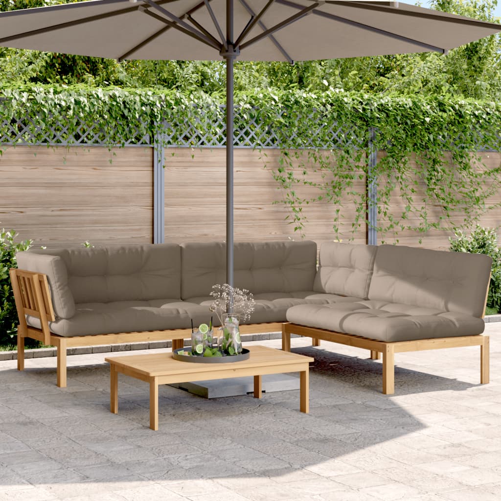 vidaXL 4-tlg. Garten-Sofagarnitur aus Paletten mit Kissen Akazienholz