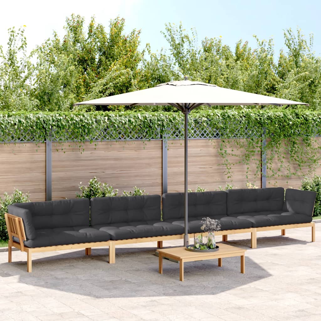 vidaXL Ensemble de canapé de jardin 5 pièces en palettes avec coussins bois d'acacia