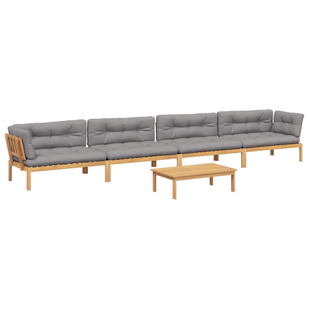 vidaXL Ensemble de canapé de jardin 5 pièces en palettes avec coussins bois d'acacia