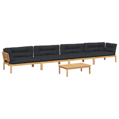 vidaXL Ensemble de canapé de jardin 5 pièces en palettes avec coussins bois d'acacia