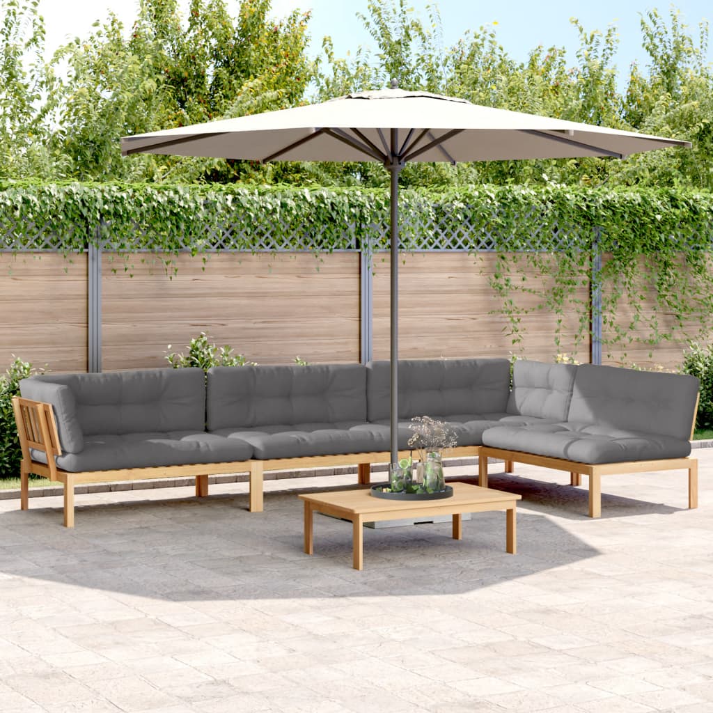 vidaXL Ensemble de canapé de jardin 5 pièces en palettes avec coussins bois d'acacia