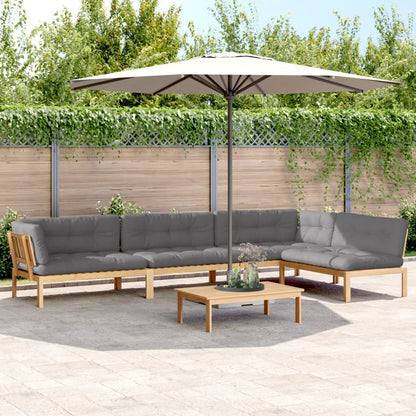 vidaXL Ensemble de canapé de jardin 5 pièces en palettes avec coussins bois d'acacia
