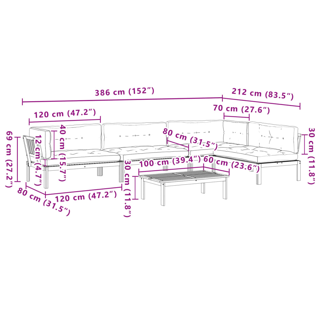 vidaXL Ensemble de canapé de jardin 5 pièces en palettes avec coussins bois d'acacia