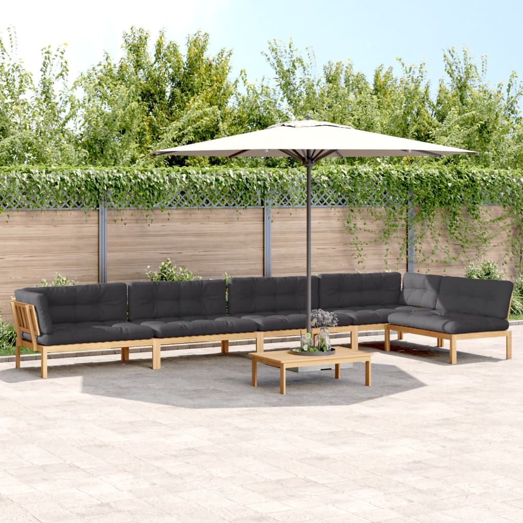 vidaXL 6-tlg. Garten-Sofagarnitur aus Paletten mit Kissen Akazienholz
