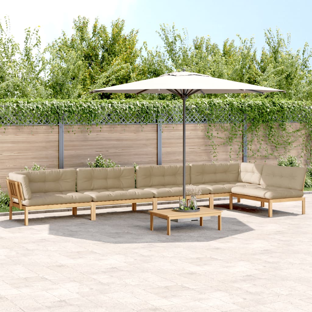 vidaXL 6-tlg. Garten-Sofagarnitur aus Paletten mit Kissen Akazienholz