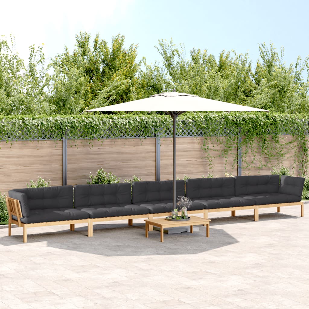 vidaXL 6-tlg. Garten-Sofagarnitur aus Paletten mit Kissen Akazienholz