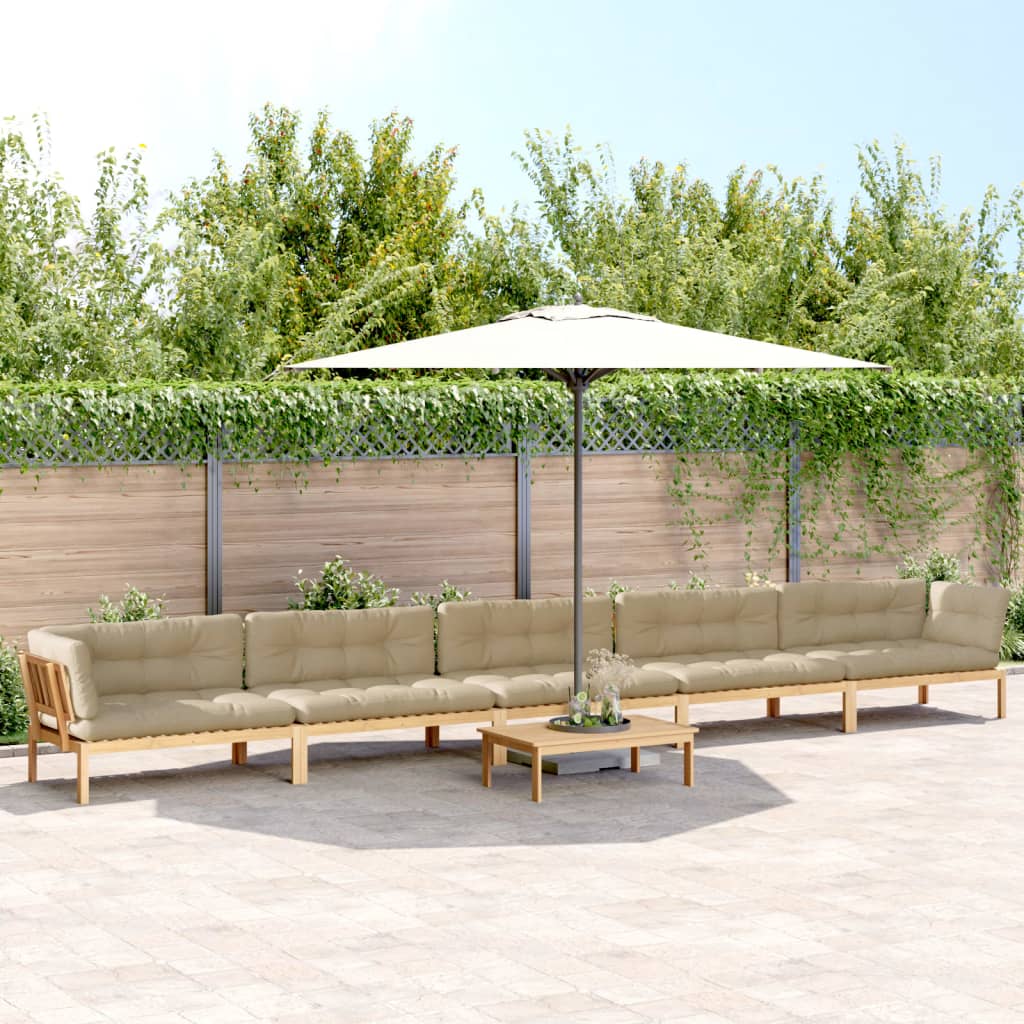 vidaXL 6-tlg. Garten-Sofagarnitur aus Paletten mit Kissen Akazienholz