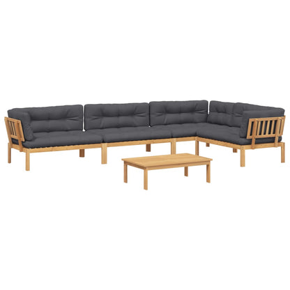 vidaXL Ensemble de canapé de jardin 5 pièces en palettes avec coussins bois d'acacia