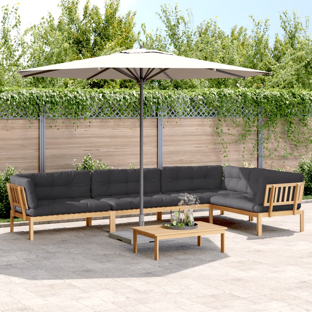 vidaXL Ensemble de canapé de jardin 5 pièces en palettes avec coussins bois d'acacia
