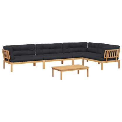 vidaXL Ensemble de canapé de jardin 5 pièces en palettes avec coussins bois d'acacia