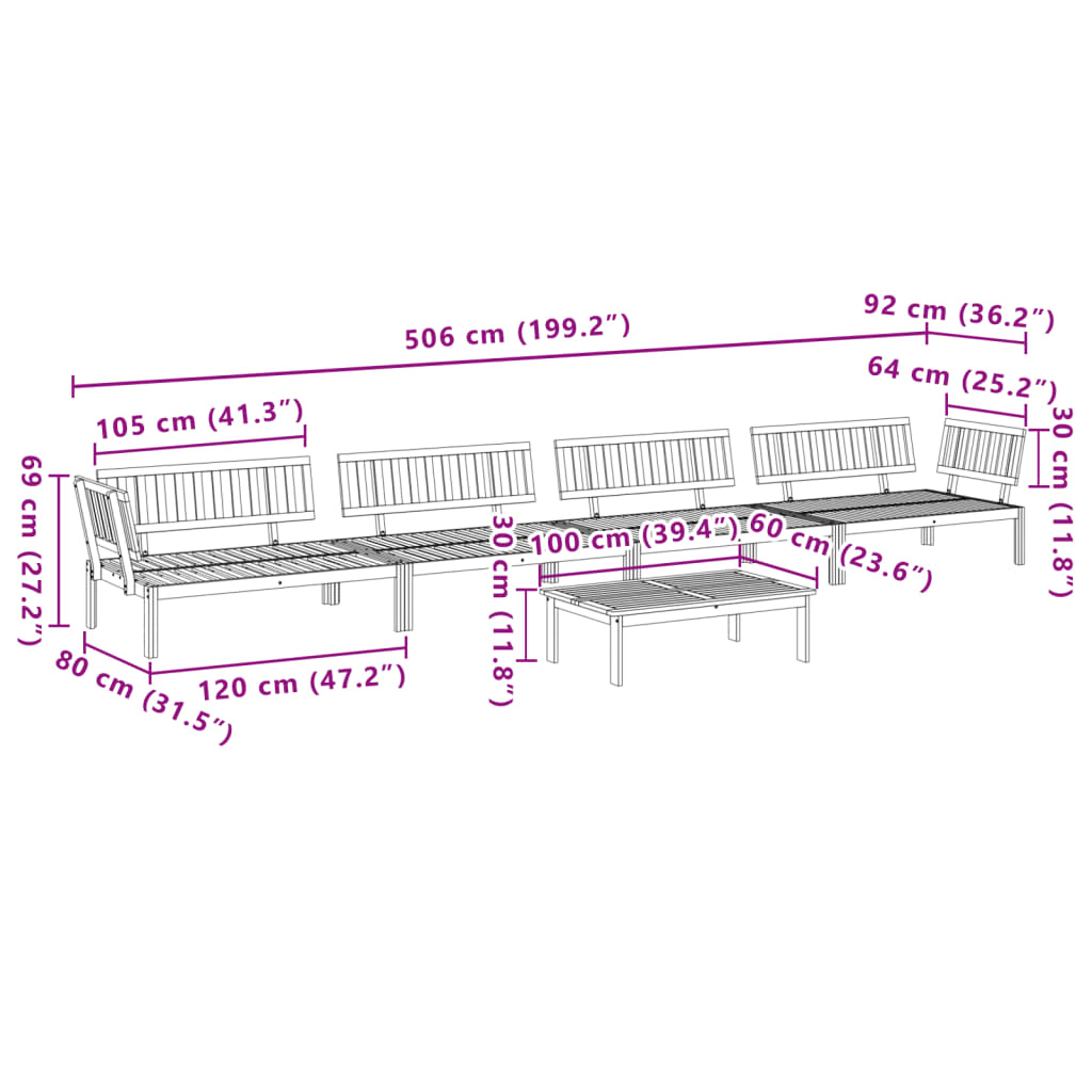 vidaXL Ensemble de canapé de jardin 5 pièces en bois de palette d'acacia massif