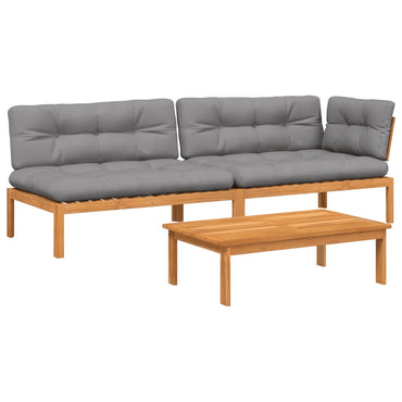vidaXL Ensemble de canapés de jardin 3 pièces en palettes avec coussins, bois d'acacia