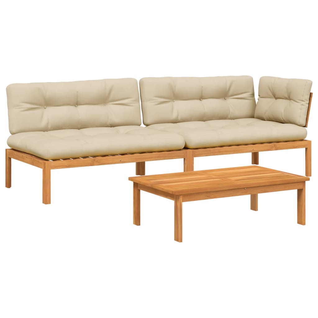 vidaXL Ensemble de canapés de jardin 3 pcs avec coussins en bois d'acacia