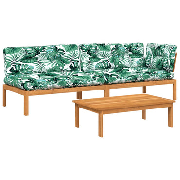 vidaXL Salon de jardin 3 pièces en palettes avec coussins en bois d'acacia
