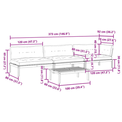 vidaXL Salon de jardin 4 pcs en palettes avec coussins Bois d'acacia