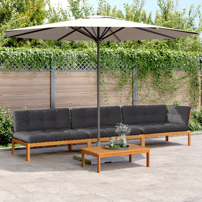 vidaXL Salon de jardin 4 pcs en palettes avec coussins Bois d'acacia