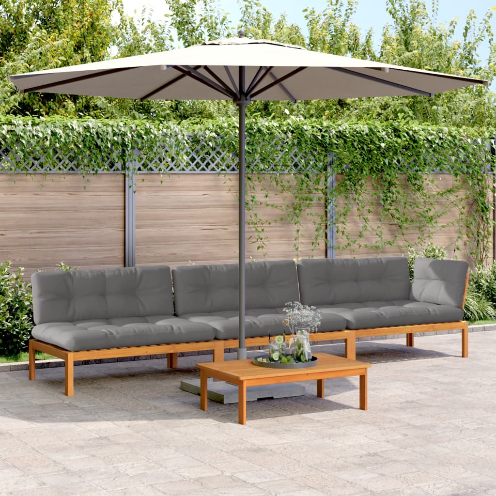 vidaXL Canapé de jardin 4 pièces en palettes avec coussins Bois d'acacia