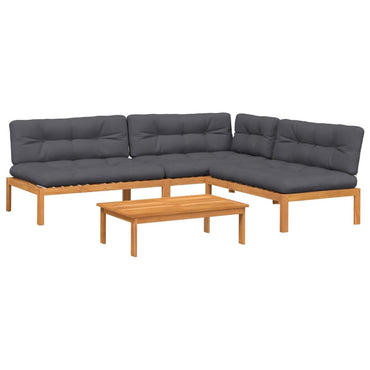 vidaXL Salon de jardin 4 pcs en palettes avec coussins Bois d'acacia