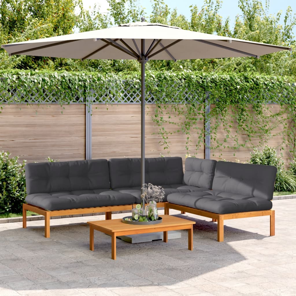 vidaXL Salon de jardin 4 pcs en palettes avec coussins Bois d'acacia