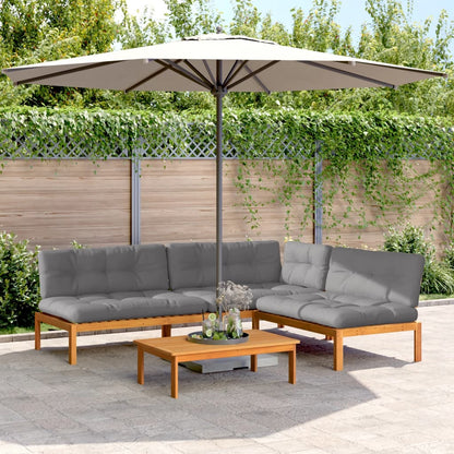 vidaXL Ensemble de canapés de jardin 4 pièces en palettes avec coussins Bois d'acacia