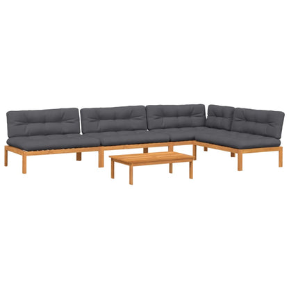 vidaXL Ensemble de canapé de jardin 5 pièces en palettes avec coussins bois d'acacia