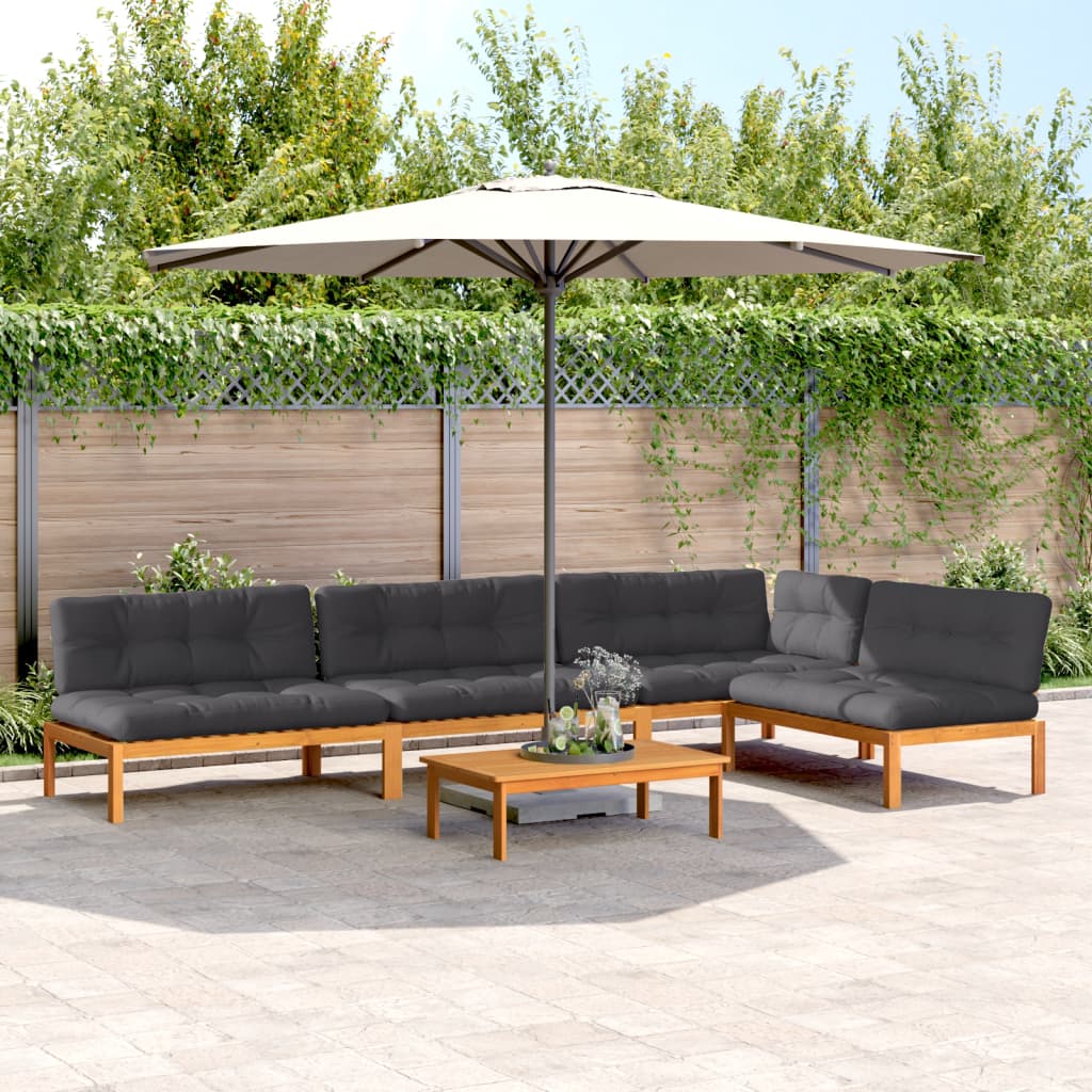 vidaXL Ensemble de canapé de jardin 5 pièces en palettes avec coussins bois d'acacia