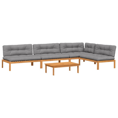 vidaXL Ensemble de canapé de jardin 5 pièces en palettes avec coussins bois d'acacia