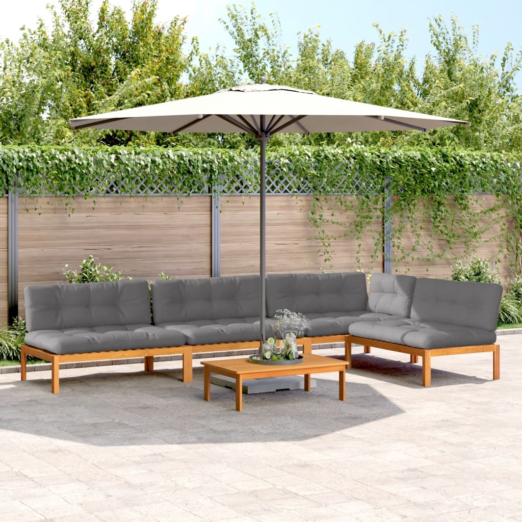 vidaXL Ensemble de canapé de jardin 5 pièces en palettes avec coussins bois d'acacia
