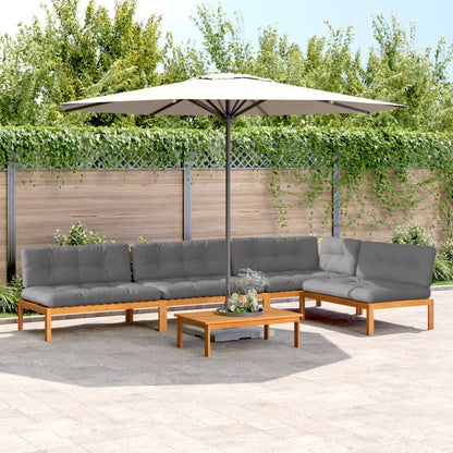 vidaXL Ensemble de canapé de jardin 5 pièces en palettes avec coussins bois d'acacia