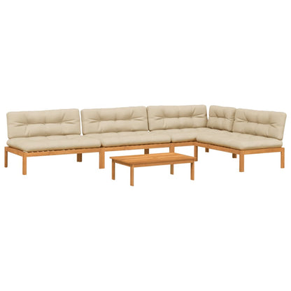 vidaXL Ensemble de canapé de jardin 5 pièces en palettes avec coussins bois d'acacia
