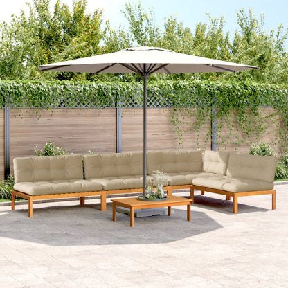 vidaXL Ensemble de canapé de jardin 5 pièces en palettes avec coussins bois d'acacia