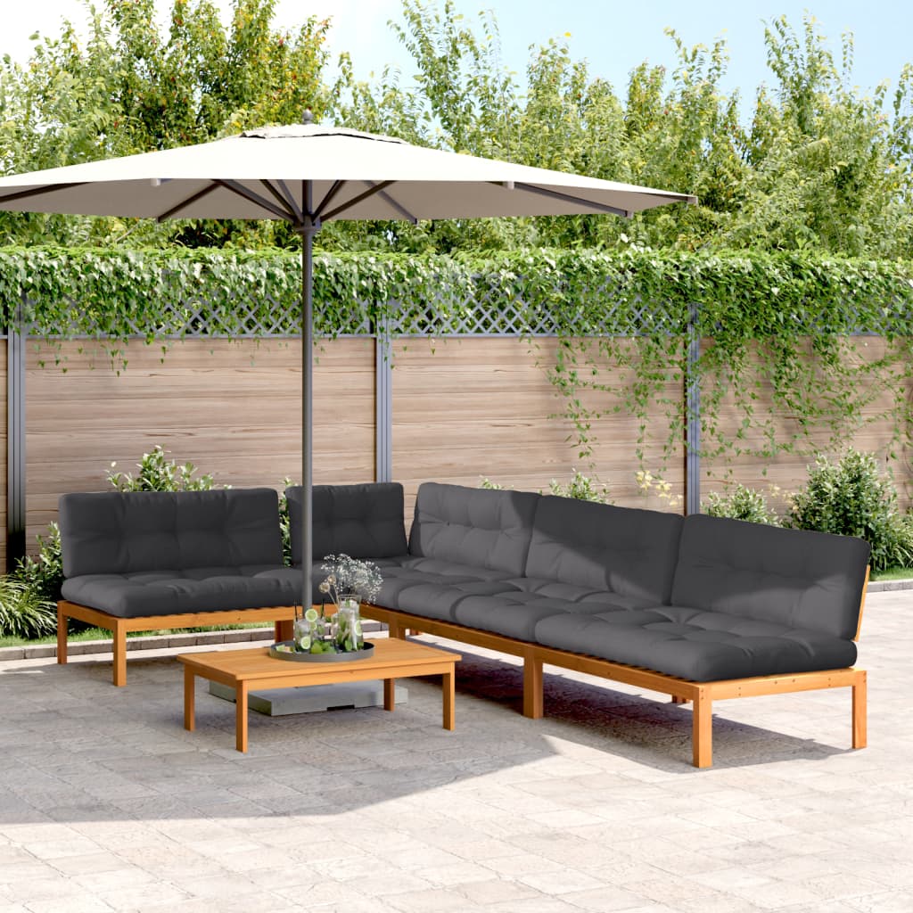 vidaXL Ensemble de canapé de jardin 5 pièces en palettes avec coussins bois d'acacia