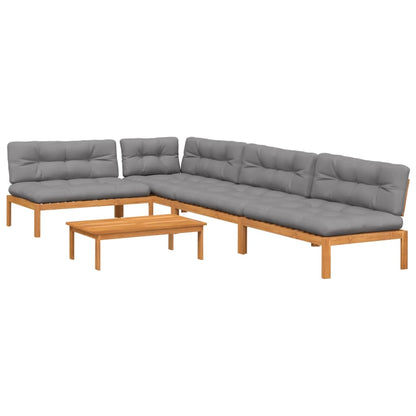 vidaXL Ensemble de canapé de jardin 5 pièces en palettes avec coussins bois d'acacia