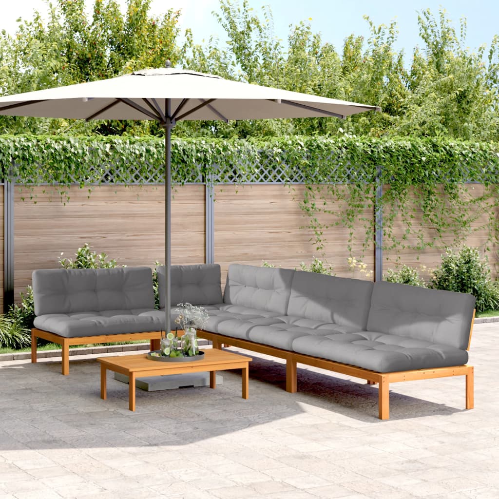vidaXL Ensemble de canapé de jardin 5 pièces en palettes avec coussins bois d'acacia