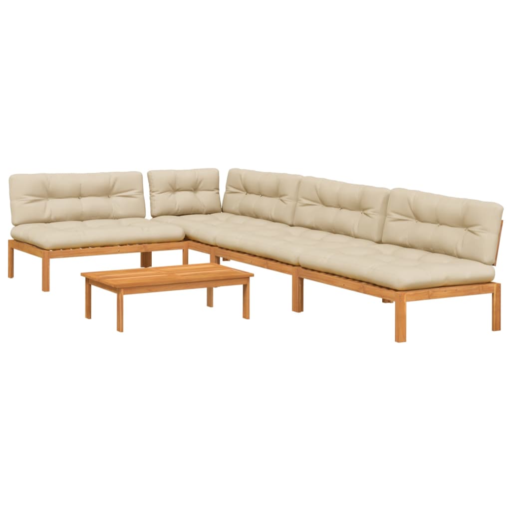 vidaXL Ensemble de canapé de jardin 5 pièces en palettes avec coussins bois d'acacia