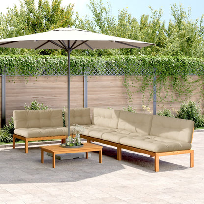vidaXL Ensemble de canapé de jardin 5 pièces en palettes avec coussins bois d'acacia