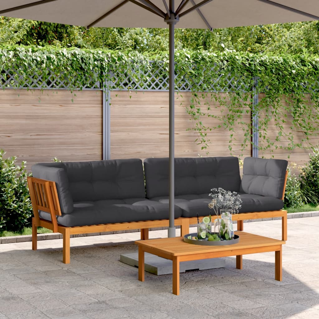 vidaXL Garten-Ecksofas aus Paletten mit Kissen 2 Stk Massivholz Akazie