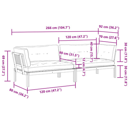 vidaXL Garten-Ecksofas aus Paletten mit Kissen 2 Stk Massivholz Akazie