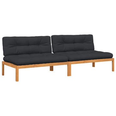 vidaXL Canapés centraux de jardin en palettes avec coussins 2 pcs Bois d'acacia