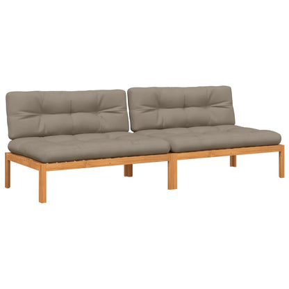 vidaXL Canapés centraux de jardin en palettes avec coussins 2 pcs Bois d'acacia