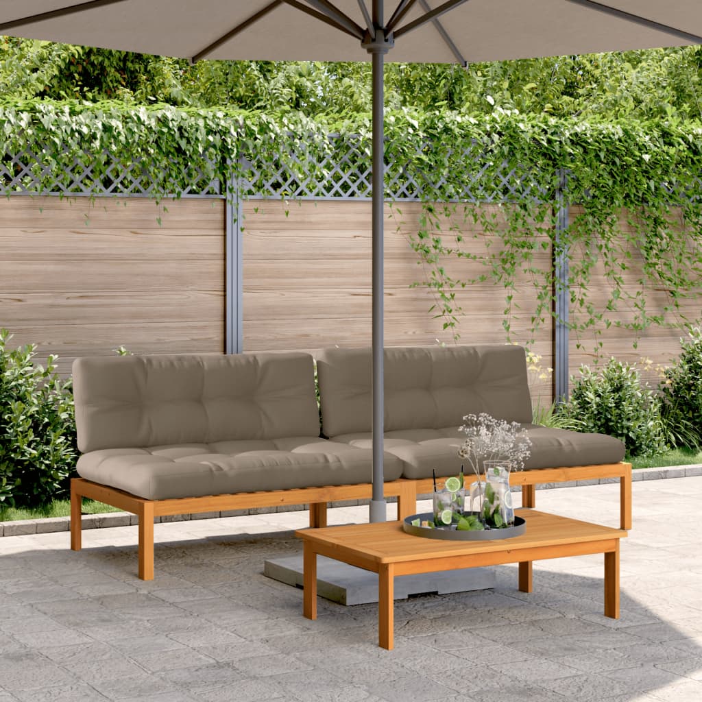 vidaXL Canapés centraux de jardin en palettes avec coussins 2 pcs Bois d'acacia