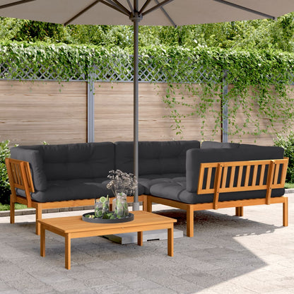 vidaXL Salon de jardin 4 pcs en palettes avec coussins Bois d'acacia