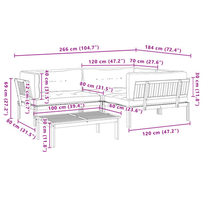 vidaXL Ensemble de canapés de jardin 4 pièces en palettes avec coussins en bois d'acacia