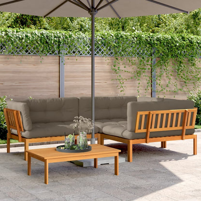 vidaXL Ensemble de canapés de jardin 4 pièces en palettes avec coussins en bois d'acacia
