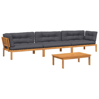 vidaXL Ensemble de canapé de jardin 4 pcs en palettes avec coussins bois d'acacia